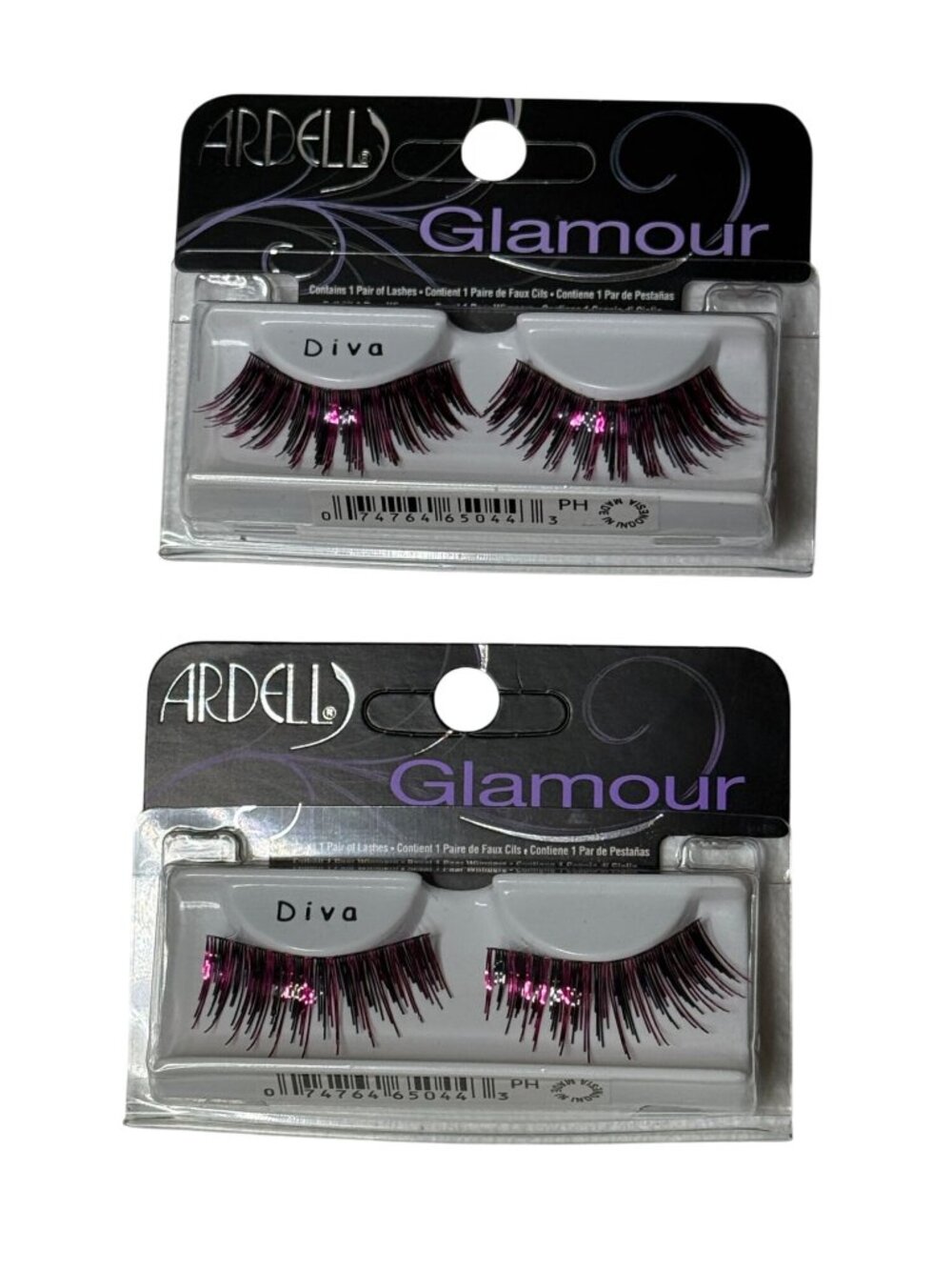 Ardell Glamour Diva False Eyelashes 2 Pack Pink Accent Party Lashes New